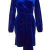 Royal Blue Velvet Sash Bodycon Dress -Princess Style Shop 00100036068 ZM