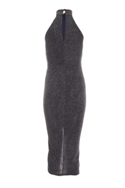 Grey Glitter Ruched Midi Dress -Princess Style Shop 00100036073 ZB