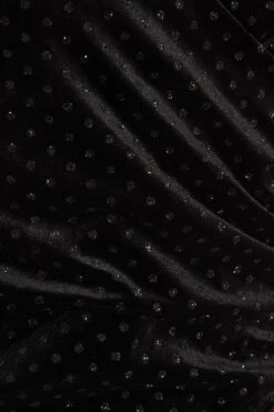 Black Velvet Glitter Polka Dot Mini Dress -Princess Style Shop 00100036074 ZS