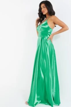 Jade Green Satin Maxi Dress 11 Jade Green Satin Maxi Dress -Princess Style Shop 00100036084 XS