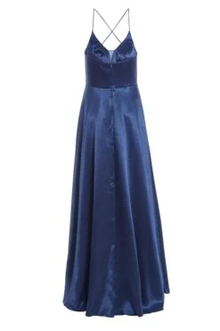 Navy Satin Maxi Dress -Princess Style Shop 00100036085 ZB