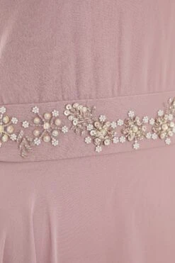 Pink Embellished Chiffon High Neck Midaxi Dress -Princess Style Shop 00100036088 ZS