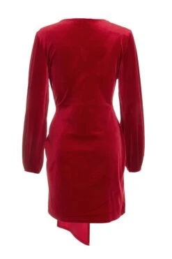 Red Velvet Sash Bodycon Dress -Princess Style Shop 00100036114 ZB