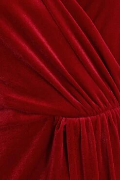 Red Velvet Sash Bodycon Dress -Princess Style Shop 00100036114 ZS