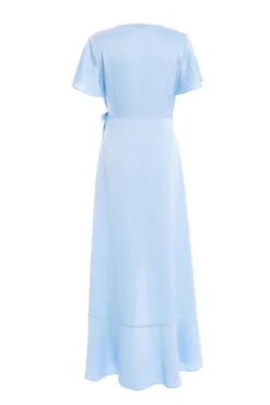Light Blue Satin Wrap Maxi Dress -Princess Style Shop 00100036140 ZB