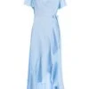 Light Blue Satin Wrap Maxi Dress -Princess Style Shop 00100036140 ZM