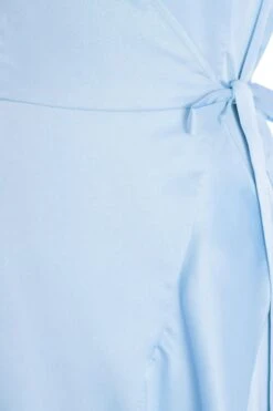 Light Blue Satin Wrap Maxi Dress -Princess Style Shop 00100036140 ZS