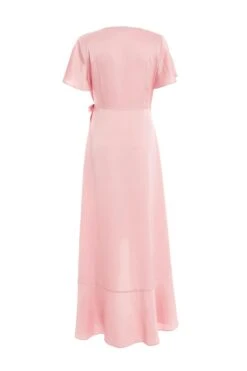 Pink Satin Wrap Maxi Dress -Princess Style Shop 00100036142 ZB