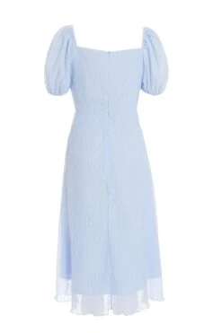 Light Blue Chiffon Crinkle Midi Dress -Princess Style Shop 00100036159 ZB