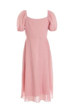 Pink Chiffon Crinkle Midi Dress -Princess Style Shop 00100036160 ZB