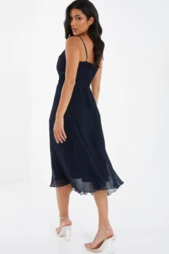 Navy Chiffon Crinkle Midi Dress -Princess Style Shop 00100036161 XB