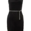 Black Velvet Diamante Mini Dress -Princess Style Shop 00100036172 ZM