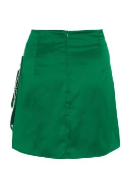 Green Satin Bow Mini Skirt -Princess Style Shop 00100036176 ZB