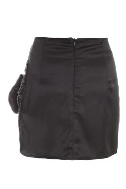 Black Satin Bow Mini Skirt -Princess Style Shop 00100036177 ZB