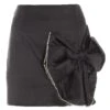 Black Satin Bow Mini Skirt -Princess Style Shop 00100036177 ZM