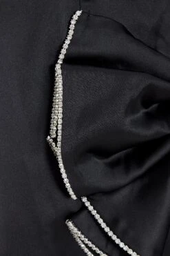 Black Satin Bow Mini Dress -Princess Style Shop 00100036179 ZS