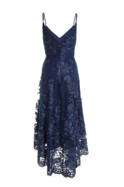 Navy Lace Dip Hem Strappy Midi Dress -Princess Style Shop 00100036185 ZB