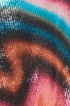 Multicoloured Sequin Marble Print Mini Skirt -Princess Style Shop 00100036199 ZS