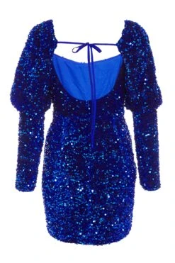 Royal Blue Sequin Bodycon Mini Dress -Princess Style Shop 00100036203 ZB