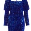 Royal Blue Sequin Bodycon Mini Dress -Princess Style Shop 00100036203 ZM