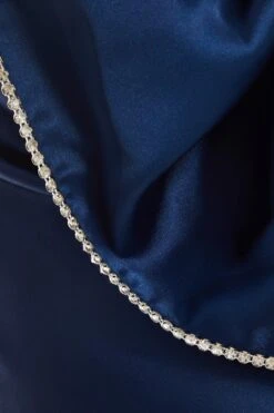 Blue Satin Bow Midaxi Dress -Princess Style Shop 00100036242 ZS