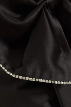 Black Satin Bow Midaxi Dress -Princess Style Shop 00100036244 ZS