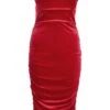 Red Velvet Bardot Midi Dress -Princess Style Shop 00100036269 ZM