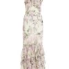 White Chiffon Floral Frill Maxi Dress -Princess Style Shop 00100036290 ZM