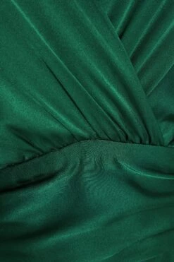 Bottle Green Satin Wrap Playsuit -Princess Style Shop 00100036291 ZS