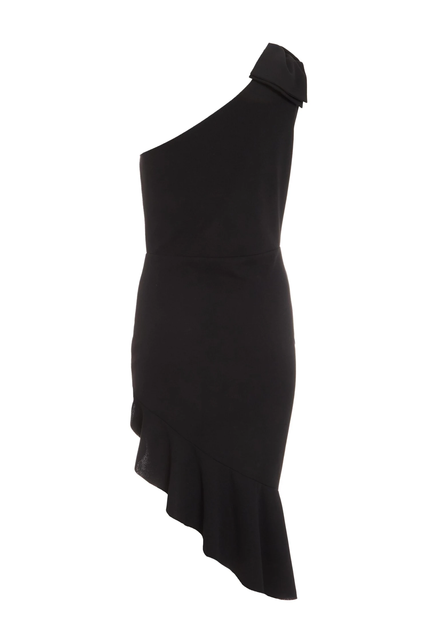 Black One Shoulder Bow Midi Dress 7 Black One Shoulder Bow Midi Dress - Image 5