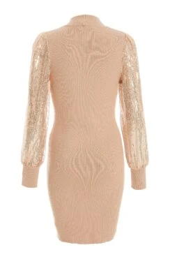 Stone Knitted Sequin Sleeve Jumper Dress -Princess Style Shop 00100036331 ZB