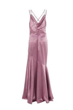 Pink Satin Cross Back Maxi Dress -Princess Style Shop 00100036347 ZB