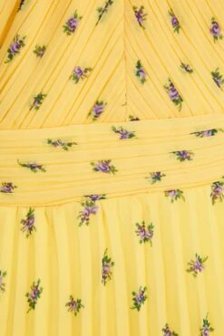 Yellow Chiffon Floral Tiered Midi Dress -Princess Style Shop 00100036348 ZS