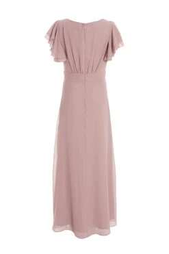 Pink Chiffon Frill Sleeve Maxi Dress -Princess Style Shop 00100036349 ZB