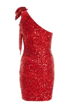 Red Sequin Bow Bodycon Mini Dress -Princess Style Shop 00100036356 ZB