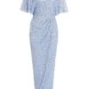 Light Blue Sequin Batwing Maxi Dress -Princess Style Shop 00100036357 ZM
