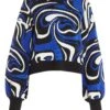 Blue Knitted Marble Print Jumper 2 Blue Knitted Marble Print Jumper -Princess Style Shop 00100036420 ZM