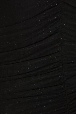 Black Glitter Ruched Bodycon Mini Dress -Princess Style Shop 00100036424 ZS