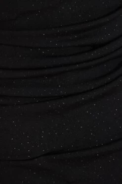 Black Bardot Glitter Ruched Bodycon Mini Dress -Princess Style Shop 00100036425 ZS