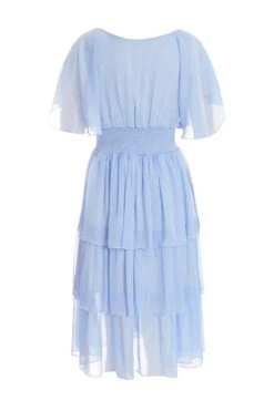 Blue Chiffon Tiered Midi Dress -Princess Style Shop 00100036433 ZB