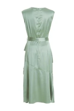 Sage Satin Tiered Midi Dress -Princess Style Shop 00100036434 ZB