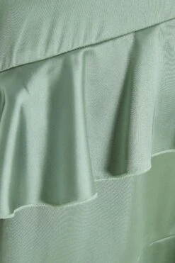 Sage Satin Tiered Midi Dress -Princess Style Shop 00100036434 ZS