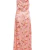 Coral Floral Satin Maxi Dress -Princess Style Shop 00100036436 ZM