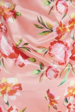 Coral Floral Satin Maxi Dress -Princess Style Shop 00100036436 ZS