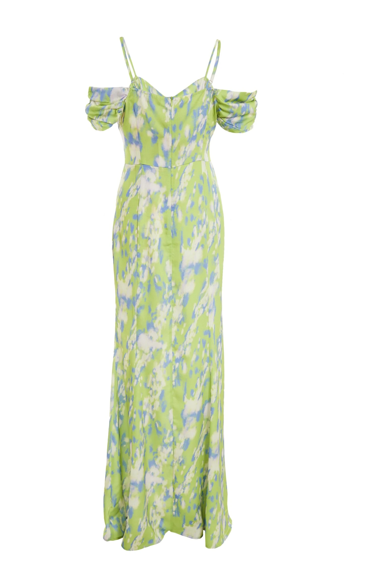 Lime Satin Marble Print Maxi Dress 7 Lime Satin Marble Print Maxi Dress - Image 5