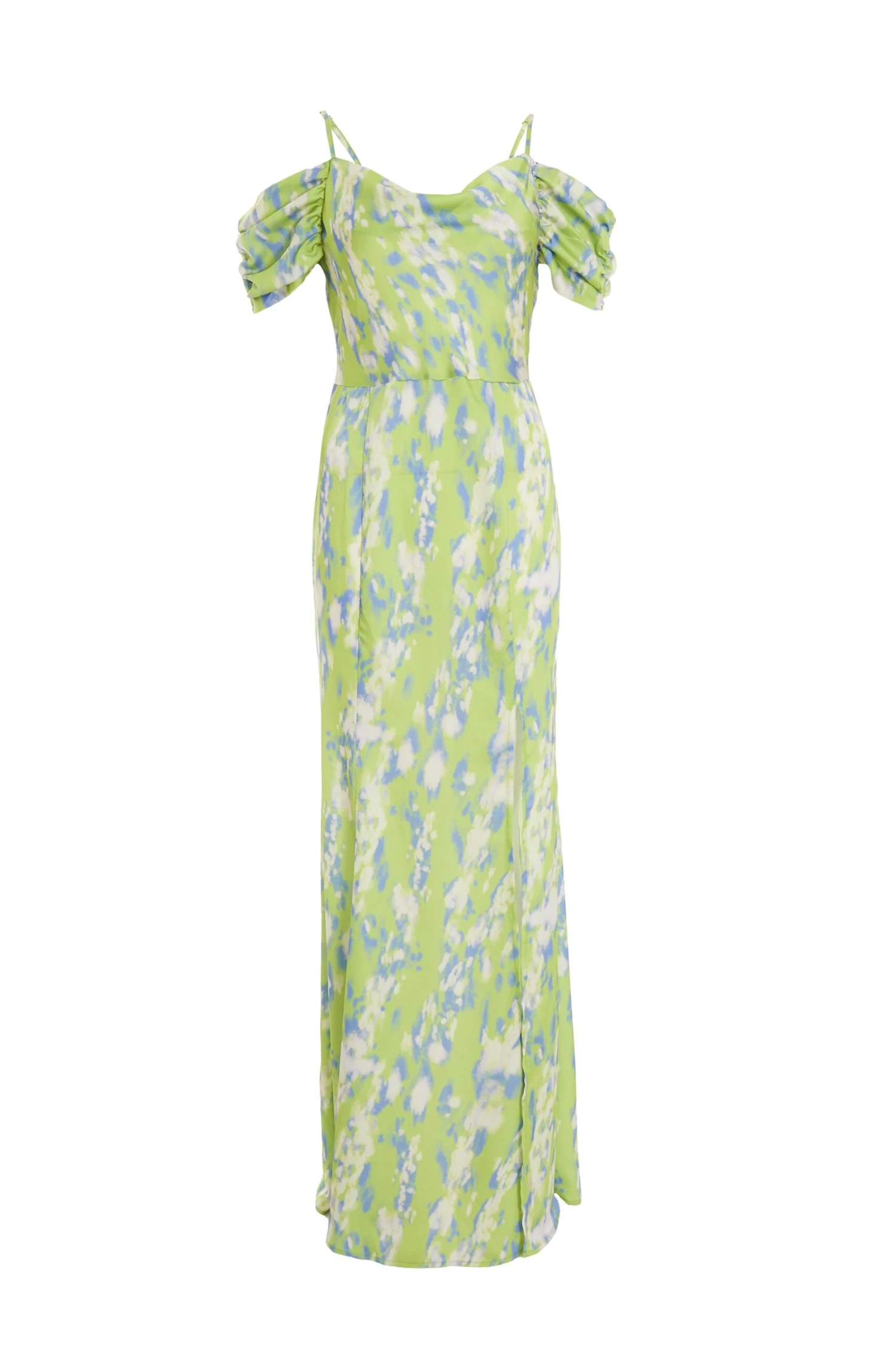 Lime Satin Marble Print Maxi Dress 3 Lime Satin Marble Print Maxi Dress
