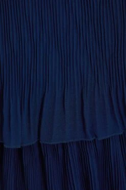 Navy Bardot Pleated Midaxi Dress -Princess Style Shop 00100036451 ZS