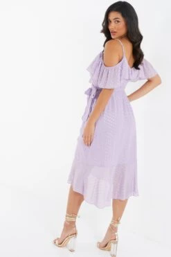 Lilac Chiffon Foil Midi Dress -Princess Style Shop 00100036461 XB