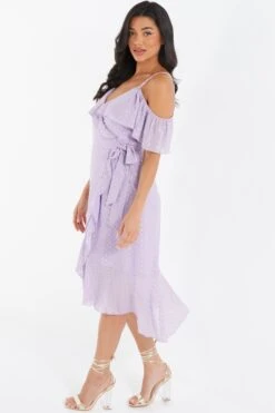 Lilac Chiffon Foil Midi Dress -Princess Style Shop 00100036461 XS