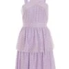 Lilac Chiffon Foil Tiered Mini Dress -Princess Style Shop 00100036462 ZM